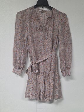 rebecca taylor long sleeve silk chiffon dress Rebecca Taylor Silk Long Sleeve Mystic Garden Chiffon Dress in Navy Combo Size 6
